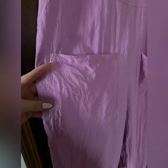 Wide Leg Cotton Jumpsuit with Lavender Embroidery 🪻 - Picture 5 of 8